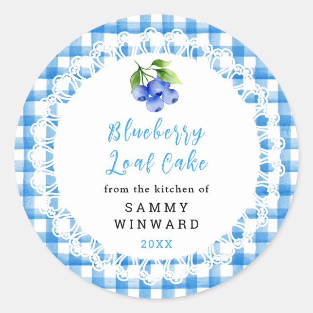 Sticker Rond Homemade Blueberry Loaf Cake Label (Devant)