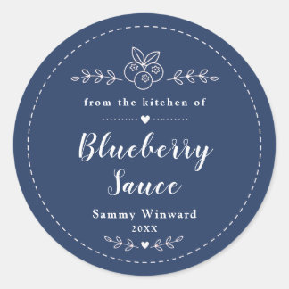 Sticker Rond Homemade Blueberry Sauce Label