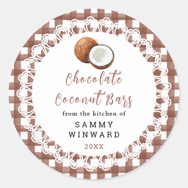 Sticker Rond Homemade Chocolate Coconut Bars Label (Devant)