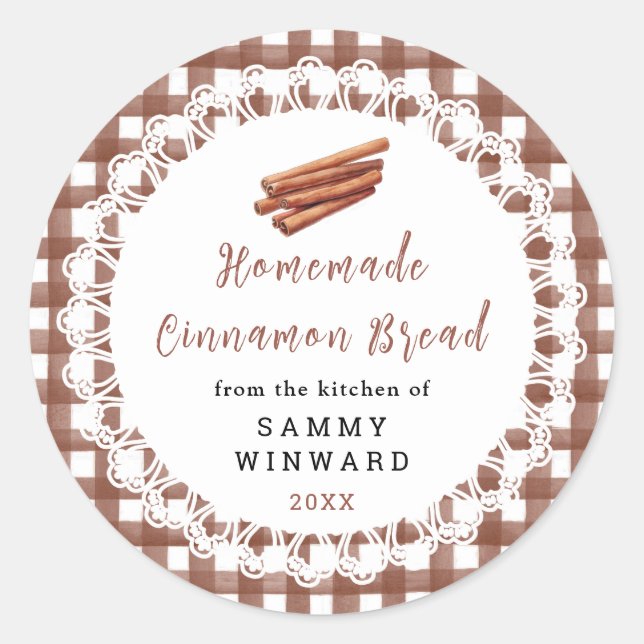 Sticker Rond Homemade Cinnamon Bread Label (Devant)
