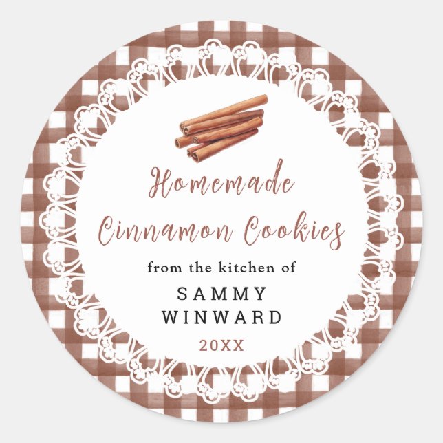 Sticker Rond Homemade Cinnamon Cookies Label (Devant)
