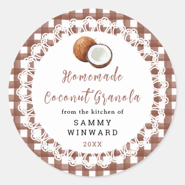 Sticker Rond Homemade Coconut Granola Label (Devant)