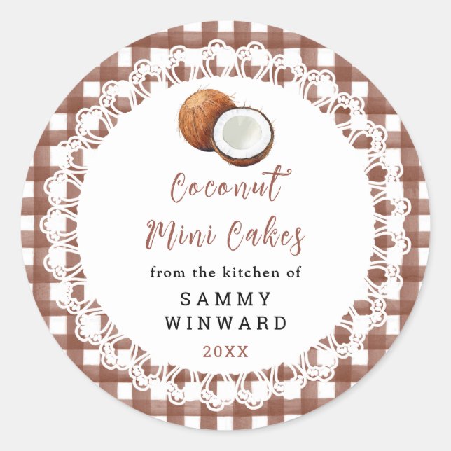 Sticker Rond Homemade Coconut Mini Cakes Label (Devant)