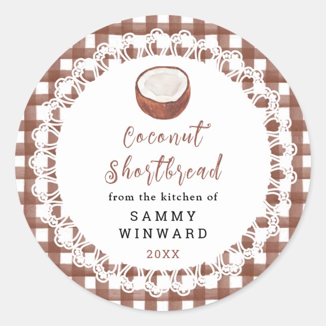Sticker Rond Homemade Coconut Shortbread Label (Devant)