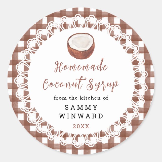 Sticker Rond Homemade Coconut Syrup Label (Devant)