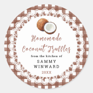 Sticker Rond Homemade Coconut Truffles Label