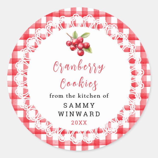 Sticker Rond Homemade Cranberry Cookie Label (Devant)