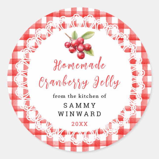 Sticker Rond Homemade Cranberry Jelly Label (Devant)