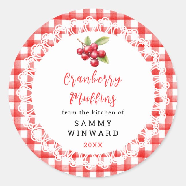Sticker Rond Homemade Cranberry Muffins Label (Devant)