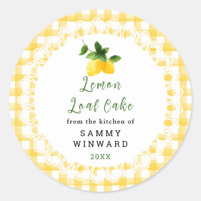Sticker Rond Homemade Lemon Loaf Cake Label (Devant)