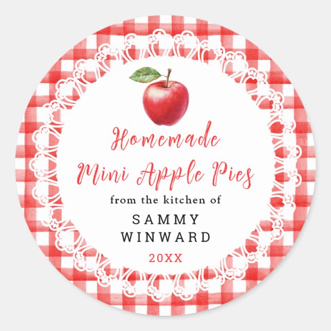 Sticker Rond Homemade Mini Apple Pies Label (Devant)