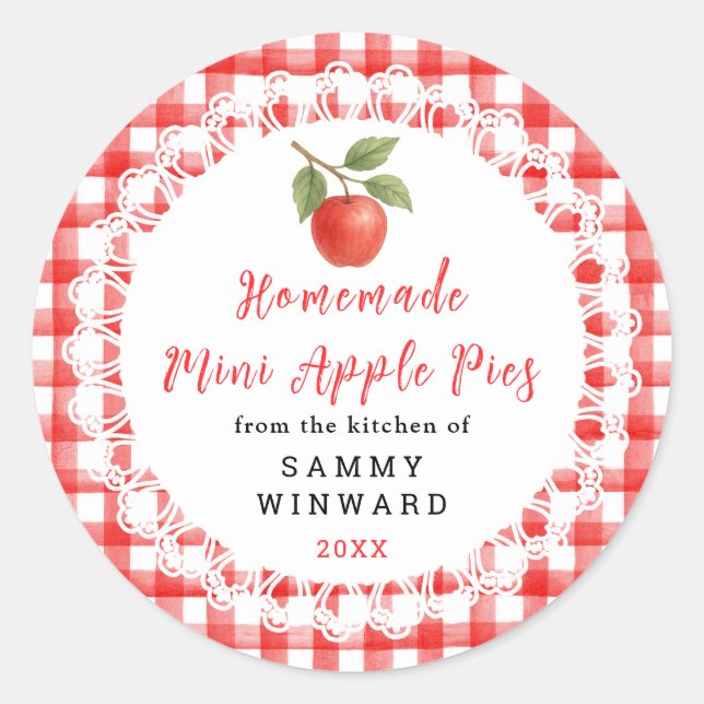 Sticker Rond Homemade Mini Apple Pies Label (Devant)