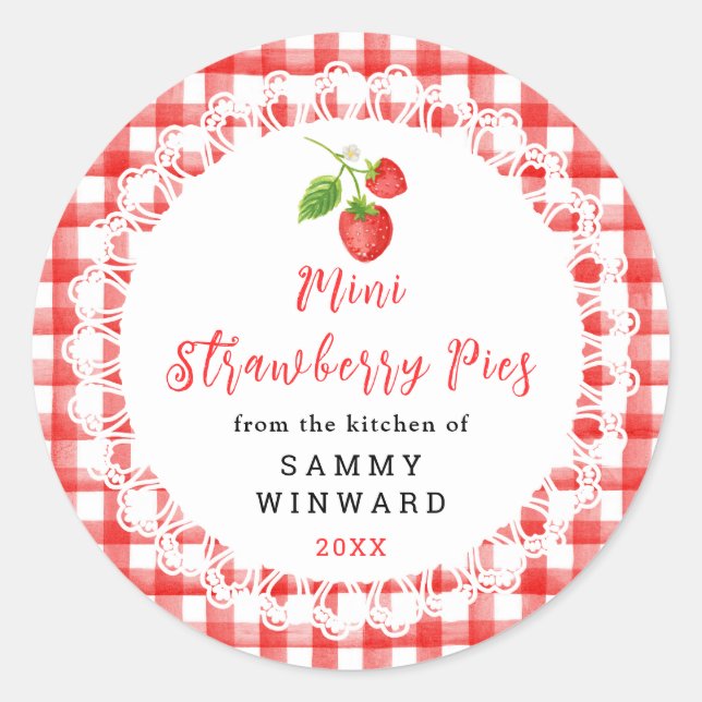Sticker Rond Homemade Mini Strawberry Pies Label (Devant)
