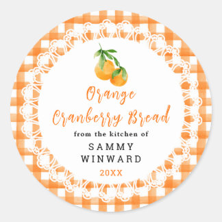 Sticker Rond Homemade Orange Cranberry Bread Label