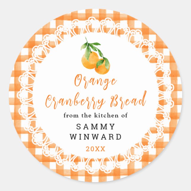 Sticker Rond Homemade Orange Cranberry Bread Label (Devant)