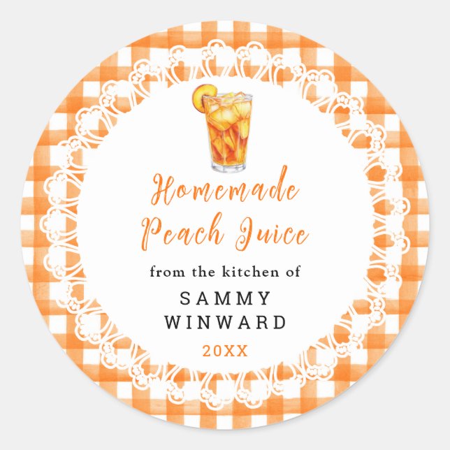 Sticker Rond Homemade Peach Juice Drink Label (Devant)