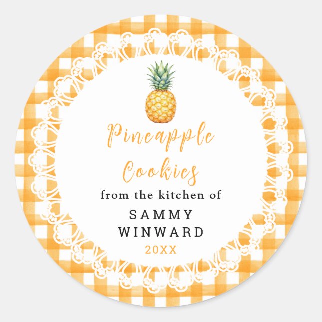 Sticker Rond Homemade Pineapple Cookie Label (Devant)
