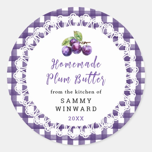 Sticker Rond Homemade Plum Butter Label (Devant)