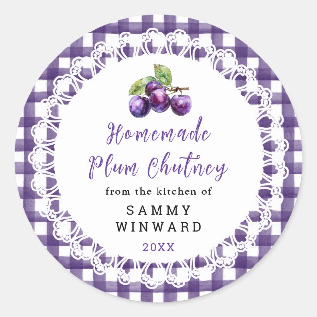 Sticker Rond Homemade Plum Chutney Label (Devant)