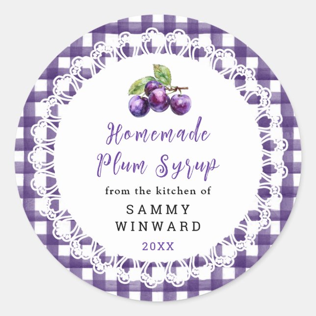 Sticker Rond Homemade Plum Syrup Label (Devant)