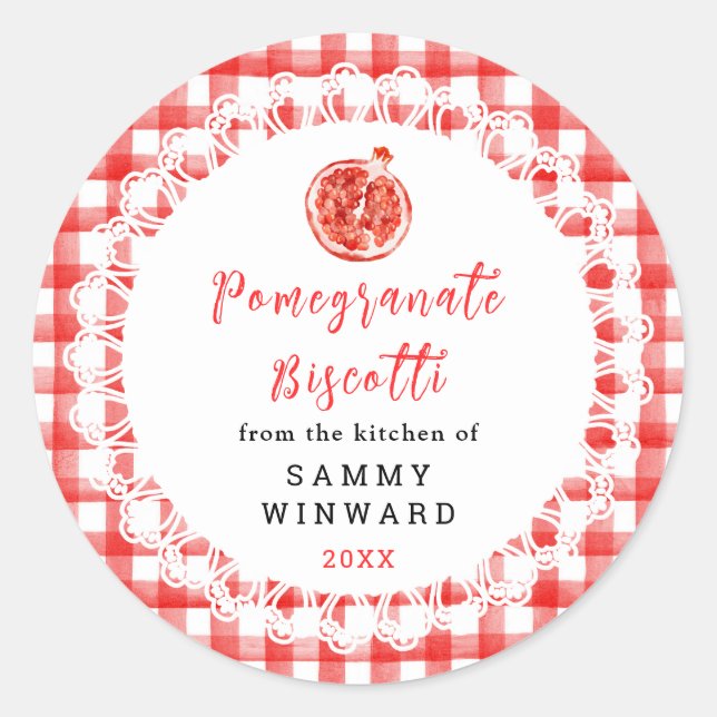 Sticker Rond Homemade Pomegranate Biscotti Label (Devant)
