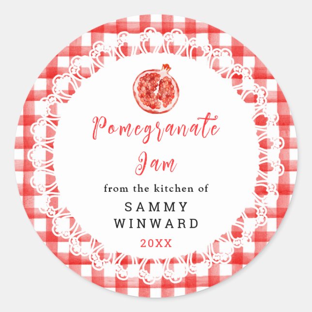 Sticker Rond Homemade Pomegranate Jam Label (Devant)