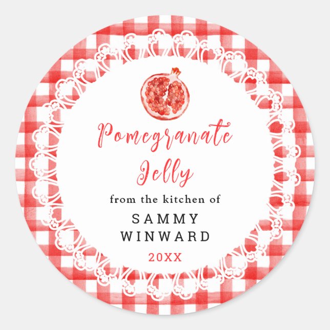 Sticker Rond Homemade Pomegranate Jelly Label (Devant)