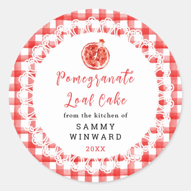 Sticker Rond Homemade Pomegranate Loaf Cake Label (Devant)