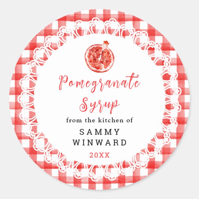 Sticker Rond Homemade Pomegranate Syrup Label (Devant)