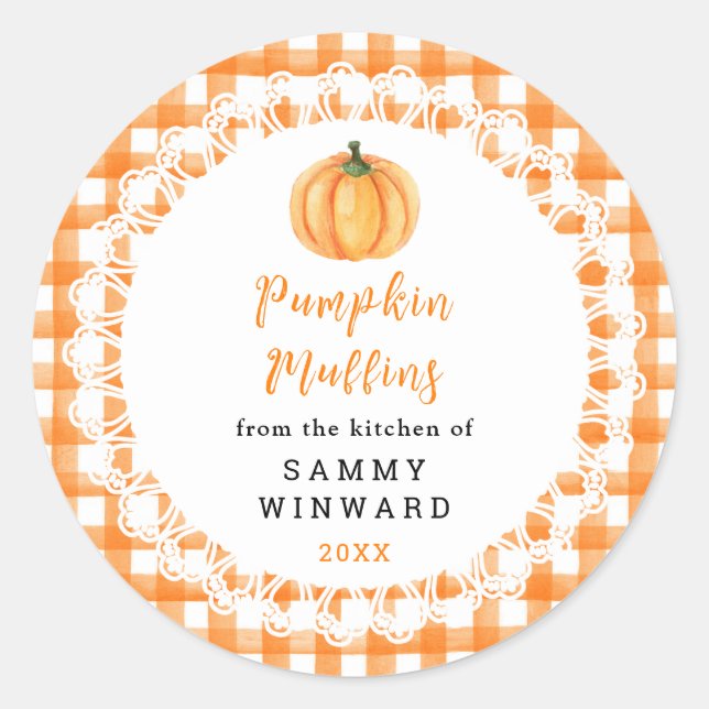 Sticker Rond Homemade Pumpkin Muffins Label (Devant)