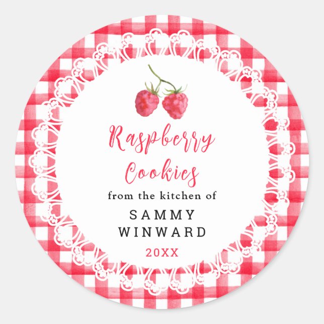 Sticker Rond Homemade Raspberry Cookies Label (Devant)