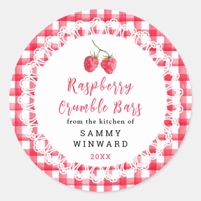 Sticker Rond Homemade Raspberry Crumble Bars Label (Devant)