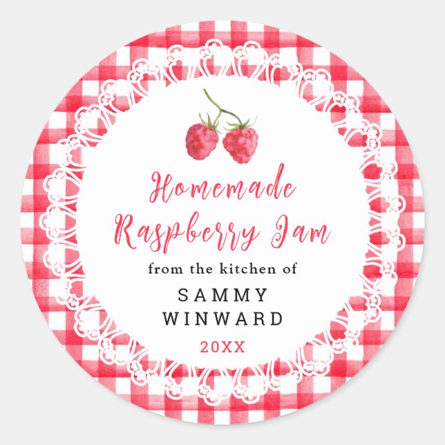 Sticker Rond Homemade Raspberry Jam Label (Devant)