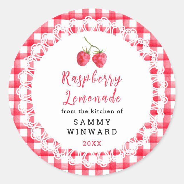 Sticker Rond Homemade Raspberry Loaf Cake Label (Devant)