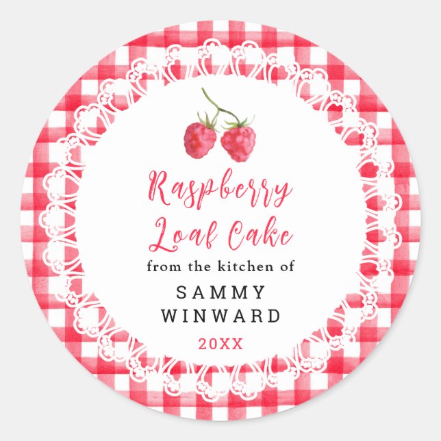 Sticker Rond Homemade Raspberry Loaf Cake Label (Devant)
