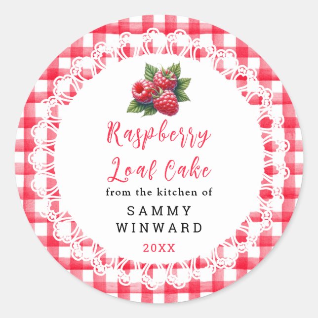 Sticker Rond Homemade Raspberry Loaf Cake Label (Devant)