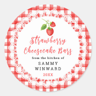 Sticker Rond Homemade Strawberry Cheesecake Bars Label