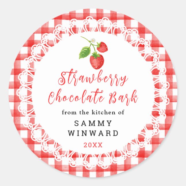 Sticker Rond Homemade Strawberry Chocolate Bark Label (Devant)