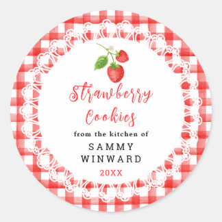 Sticker Rond Homemade Strawberry Cookies Label