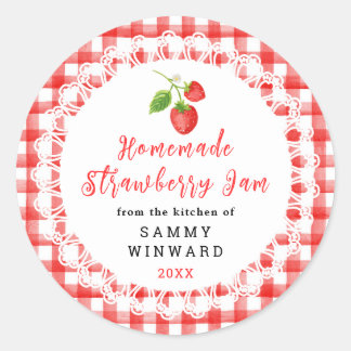 Sticker Rond Homemade Strawberry Jam Label