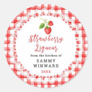 Sticker Rond Homemade Strawberry Liqueur Label