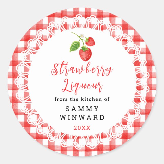 Sticker Rond Homemade Strawberry Liqueur Label (Devant)