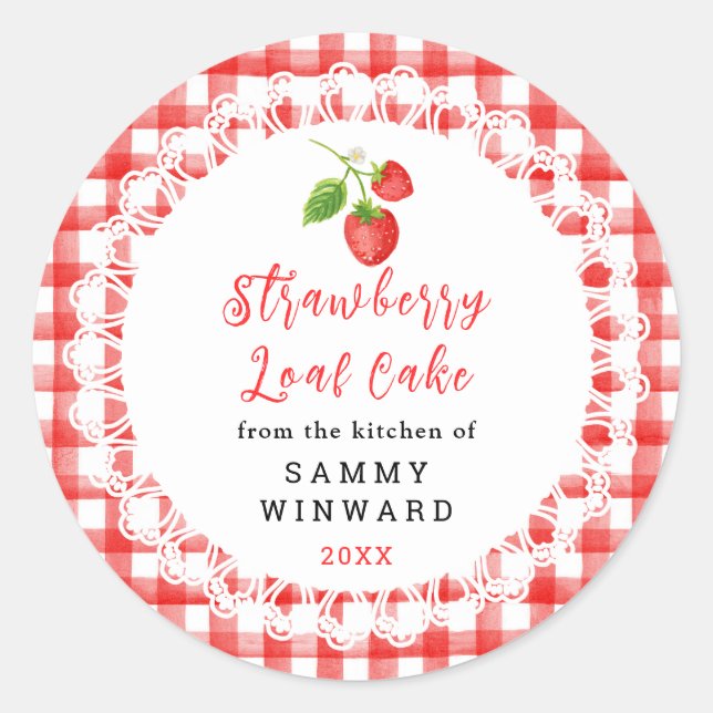 Sticker Rond Homemade Strawberry Loaf Cake Label (Devant)