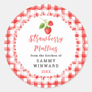 Sticker Rond Homemade Strawberry Muffins Label