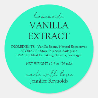 Sticker Rond Homemade Vanilla Extract neon green Instructions