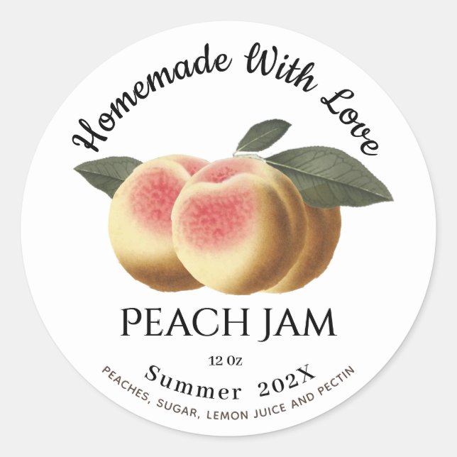 Sticker Rond  Homemade With Love Peach Jam Summer 202X (Devant)