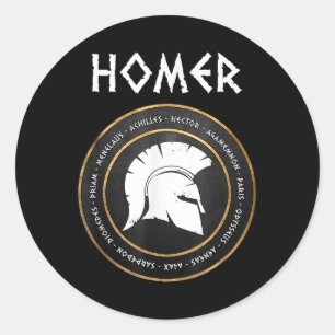 Sticker Rond Homer Les Héros Iliad Et Odyssée Du Trojan W