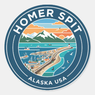 Sticker Rond Homer Spit Alaska États-Unis