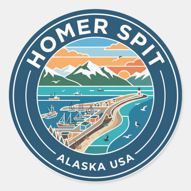 Sticker Rond Homer Spit Alaska États-Unis (Devant)