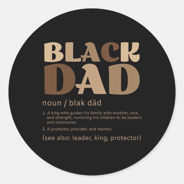 Sticker Rond Homme Black Papa Melanin Définition Africain Améri (Devant)